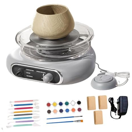 rockible Töpferscheiben Set mit Zubehör, Elektrischer Tonbereiter für Jedermann, Grau