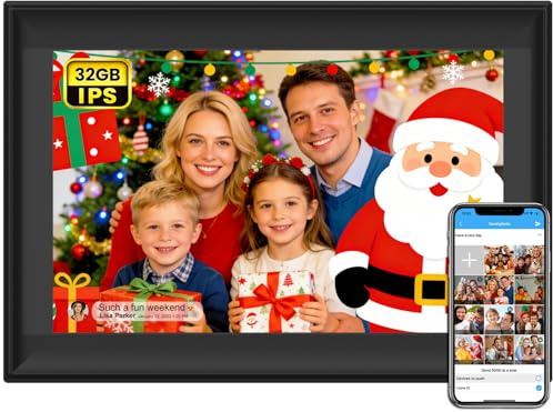 SSA - Marco de fotos digital con 32 GB de almacenamiento interno de 10.1 pulgadas, marco IPS LCD WiFi de 1280 x 800, pantalla táctil, marco inteligente en la nube, rotación automática para compartir