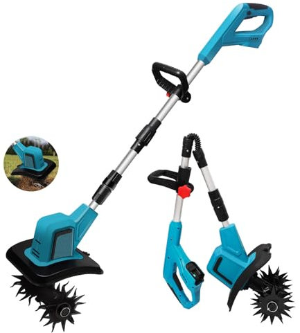 Motobineuse Électrique pour Batterie Makita 18V, Motobineuse sans Fil, Largeur/Profondeur de Travail 10/25 cm,360rpm, Pliable, Tube Télescopique, pour Jardins et Cours (sans Batterie)