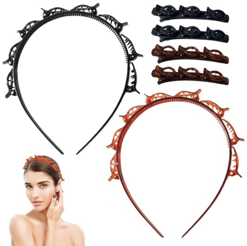 GXGM 6 Piezas Diadema con Pinzas, Diademas Mujer, Horquilla de peluquería, Cintas de Pelo para Fitness, Clips de plástico