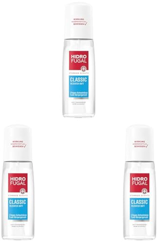 Hidrofugal CLASSIC Zerstäuber, starkes Antitranspirant mit dezentem Duft, Deo Spray ohne Ethylalkohol mit zuverlässigem Schutz gegen Achselnässe und Körpergeruch (75 ml) (Packung mit 3)