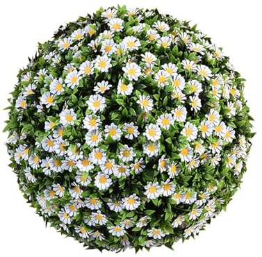 Palla Da Taglio Della Pianta Artificiale Margherita, Palla Di Pianta Artificiale Sospesa, Palla Con Decorazione, Palla Di Pianta Artificiale Interno Ed Esterna, Decorazione Da Giardino Pe(Size:9.84in)