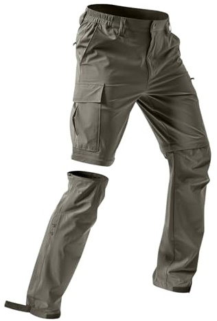 Pantalon de randonnée zippé pour homme, pantalon de marche extensible à séchage rapide, convertible en short multifonctionnel, pantalon cargo léger et imperméable pour le camping, la pêche, les