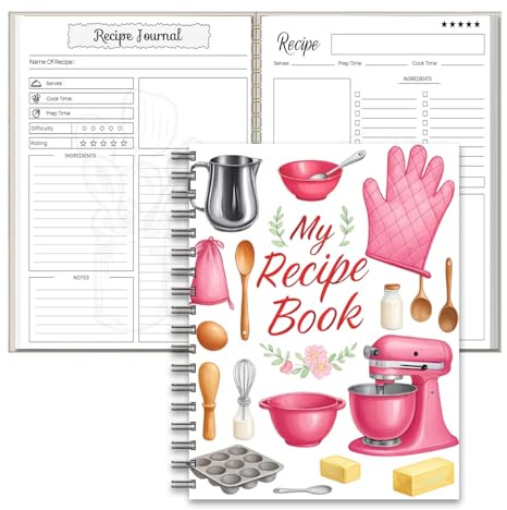 ZVBRSKM Recipe Book - Ricettario da compilare, libro di ricette fai da te, formato A5, 104 pagine, libro di ricette fai da te