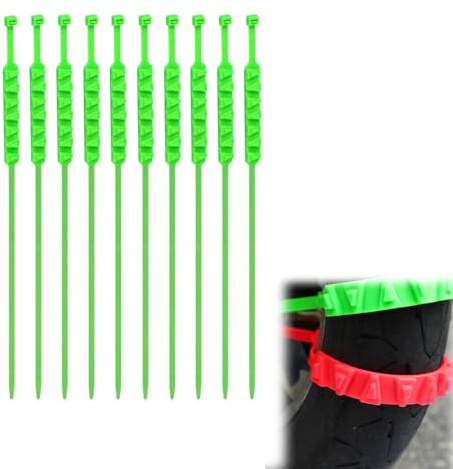 10-pack Electric Snow Scooter Nylon Anti-slip Tire Chains with Triangular Teeth, Reusable Winter Traction Chains for E-bikes, Motorcycles & Bicycles(Green, 50cm)