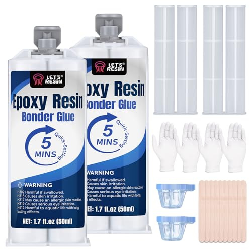 LET'S RESIN 5 Minute Epoxy Glue 100ml, Clear 2 Part Epoxy Glue