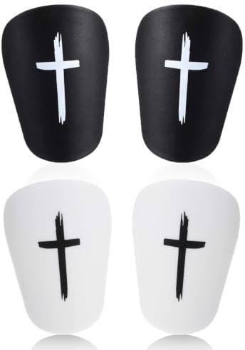 4 Piezas Mini Espinilleras Fútbol, Espinilleras Pequeñas Hombre Ligeras Transpirables, Mini Espinilleras con Protección Cruzada para Entrenamiento y Competición (6 x 9,7 cm, Blanco, Negro)