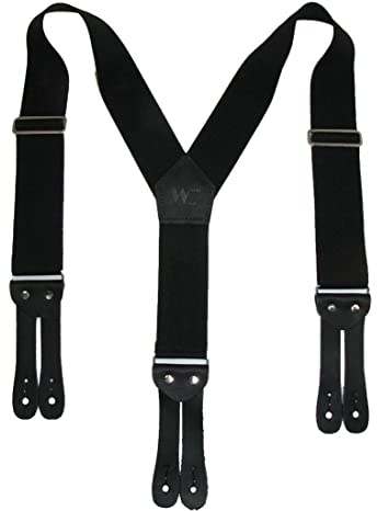 Welch Men's Elastic Button-End Y-Back 2 Inch Work Braces, Black
