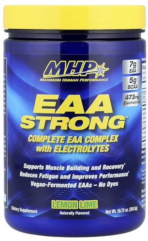 Maximum Human Performance Mhp Eaa Strong, All 9 Essential Amino Acid Supplements, Electrolytes, Lemon Lime