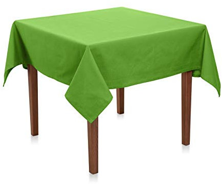 Hans-Textil-Shop Tischdecke Hellgrün 80×80 Baumwolle – Uni Tischtuch quadratisch, pflegeleicht & bügelfest, handgefertigte Baumwoll Tischdecke mit 4-Seiten-Saum für Küche, Esszimmer & Deko