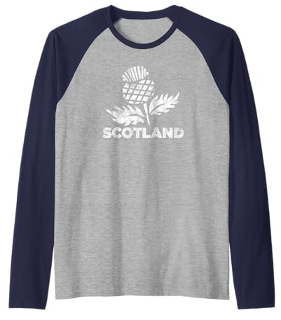 Retro Thistle Scottish Rugby | Scotland Rugby Football Top Raglan Baseball Tee