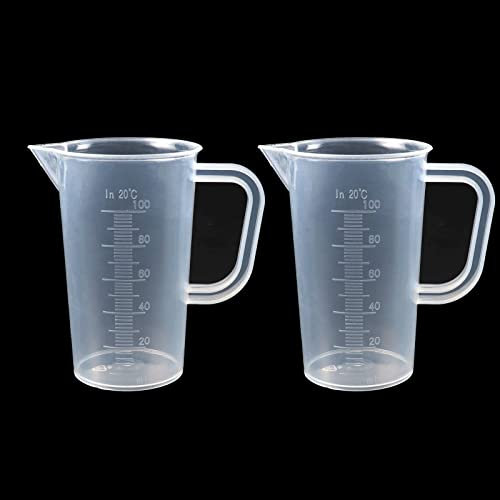 Diyxisk Verre Doseur,2 Pcs Becher Gradué En Plastique,Pour La Cuisine Laboratoire Résistant à la Chaleur Passe au Micro-ondes（100 ml）