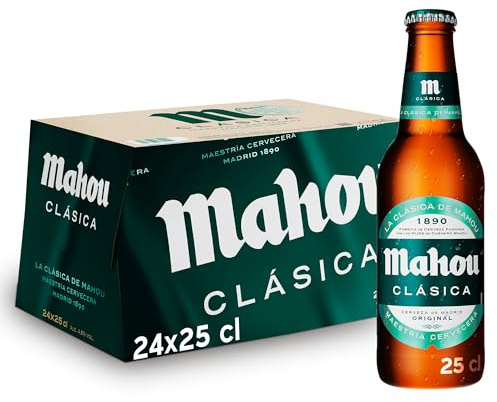 Mahou Clásica, Cerveza Lager Dorada, Pack 24 Botellines x 25cl