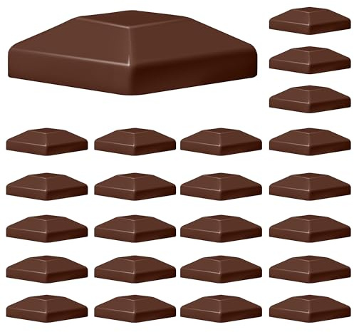 TonGass (24-Pack, Brown) 4x4 (3 5/8) Wood Fence Post Caps - Wooden Fence Cover Deck Post Cap, Durable Plastic Water-Proof and UV-Proof, Protect Wooden Poles from Cracking and Rotting