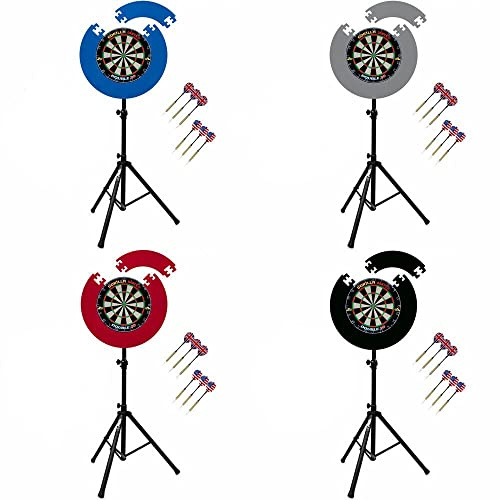 Gorilla Darts Double 20 Dartboard Puzzle Surround Set & Arrow Pro Tripod Stand (RED)