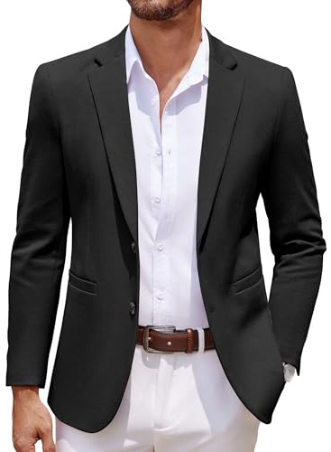 COOFANDY Mens Suit Blazer Classic Fit Casual Business Sports Jacket Two Button Black