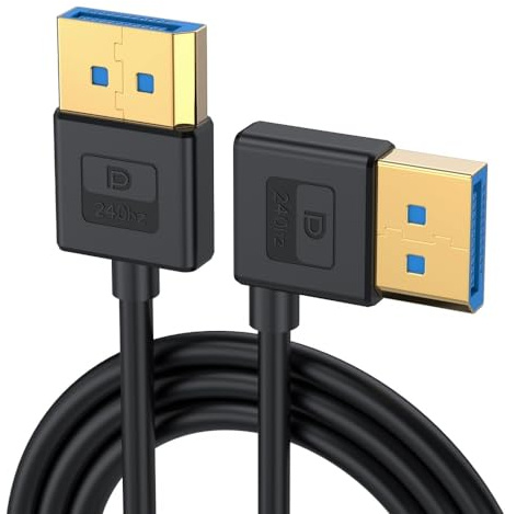 CY Cable Ultrafine vänster vinklad DisplayPort 1,4 DP till DP kabel 8K 60Hz kabel ultra-HD UHD 4K 144 Hz 90 grader för stationär bärbar dator monitor (100 cm)