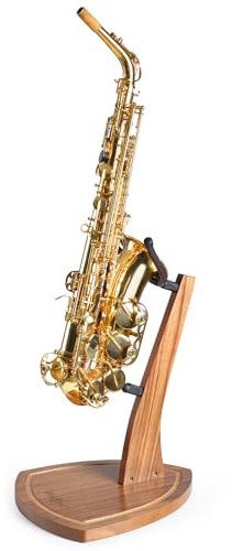 Saxophone Stand, Wood Sax Stand with Soft Silicone Yokes for Alto Tenor