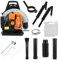 ohfruit 63cc Benzin Rucksack Laubbläser, 2-Takt luftgekühlter Rucksack Laubbläser mit Tempomat Griff, Einzylinder 665 CFM Luftvolumen Schneefräse für Hof Garten Rasenreinigung Orange