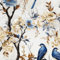 ICYEHAO Carta da Parati Adesiva Muro Fiori Uccelli,44 x 300cm Carta da Parati Floreale Beige Blu Uccelli Carta da Parati Alberi Carta Parati Adesiva per Mobili,Cucina,Camera da Letto,Soggiorno,Bagni