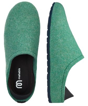 mahabis Pantuflas unisex | Colección Lite | Veganas | Ultraligeras | Suela EVA | Diseño colorido audaz | Sin forro, Menta azul marino, 36 2/3 EU