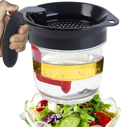 Séparateur de graisse - Filtre à soupe à huile 1 l - Séparateur de sauce - Bol de dégraissage - Séparateur de graisse pour soupes, sauces, sauces