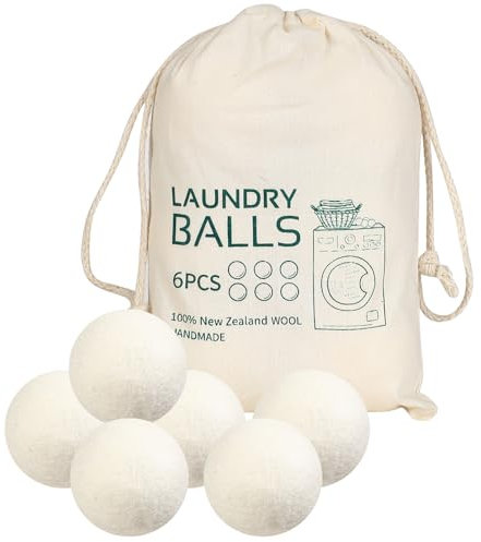 Bolas de secado de lana reutilizables para ropa, juego de 6 unidades, lana de oveja, bolas para secadora de ropa, suavizante natural, bolas de lavado para plumón con bolsa de almacenamiento