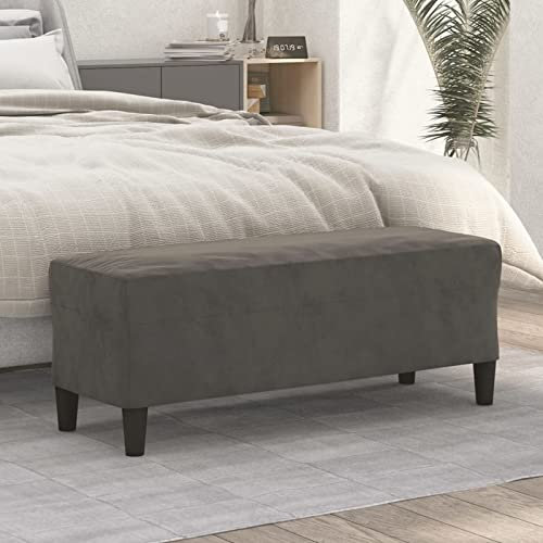 Xichuzi Banco, Bancos Baul para Dormitorio, Banco Vestidor, Banquetas, Bancos para Cocina, Banco Auxiliar Cocina, Banco Vestuario, de Terciopelo Gris Oscuro 100x35x41 cm