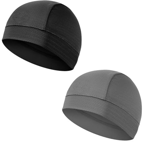 2PCS Cycling Skull Caps, Moisture Wicking Beanie Hats Summer UV Protection Running Hat Elastic Sweat Cap Breathable Liner Under Helmet Hat Wave Cap for Cycling Hiking Sports Motorcycle