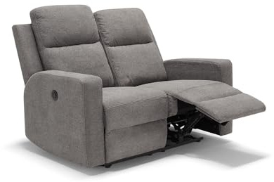 REDÒKASA Divano reclinabile motorizzato Cesena a 2 posti reclinabili in maniera indipendente, massima imbottitura, design adatto per ambienti classici e moderni (Grigio - Senza Kit Batteria)
