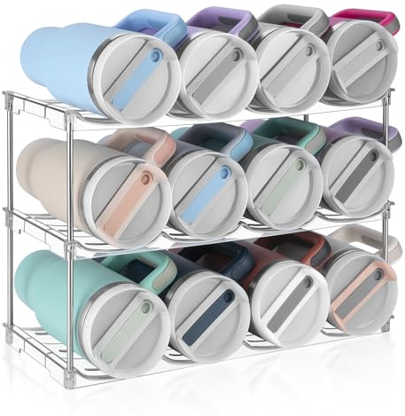 Stackable Water Bottle Organizer Large Compartment Water Bottle Holder