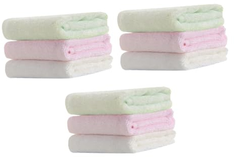 TOYANDONA Toallitas para Ñiño de Fibra de Bambú Suaves y Absorbentes, 9 Piezas (, y), Cuadradas, Reutilizables, para Recién Nacidos y Cuidado Diario