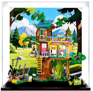 Vitrine en acrylique pour Lego 42652 modèle de cabane dans les arbres de l'amitié, boîte de présentation anti-poussière de 3 mm, vitrine compatible avec Lego 42652 (modèle non inclus) (fond 3 mm D)