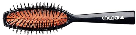 Efalock Haarbürste, 7-reihig, Schwarz, Pneumatische Polsterung und ergonomische Form, Begradigung, Haarwuchs, Alle Haartypen, Alle Altersgruppen, Friseure, Unisex