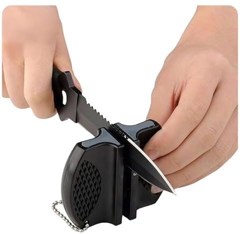 Pocket Keramik Messerschärfer, schwarz, 7,5cm x 5,8cm x 2,5cm, perfektes Ergebnis ohne Vorkenntnise dank Keramikfedern (BLACK)