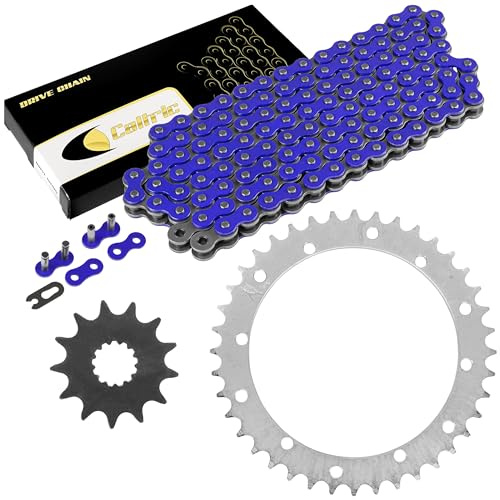 Caltric Blue Drive Chain And Sprockets Kit Compatible with Yamaha Raptor 660R Yfm660R 2001-2005