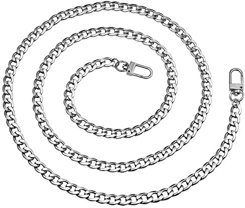 Vordas Cadenas de Metal Correas de Hombro, DIY, para Bolso de Mano, Cruz Cuerpo 120 cm（Plata）