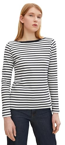 TOM TAILOR Denim Le signore Maniche lunghe a righe 1023950, 25924 - Navy White Stripe, M