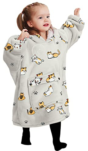 KFUBUO Wearable Blanket Hoodie for Kids With Pocket Toddlers 2-6 Year Old