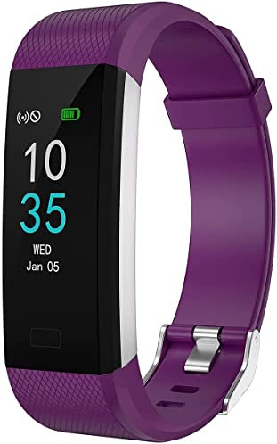 LEBEXY Fitness Armband Wasserdicht | Smartwatch Fitness Tracker Uhr | Fitness Uhr mit Schrittzähler Armband, S1-Version (Violett)
