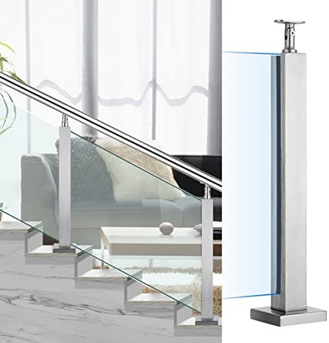 WangXLDD Postes de barandilla de acero inoxidable de 85 a 105 cm con gomas, barandilla para valla de jardín, para vidrio templado de 8 a 12 mm (950 mm)