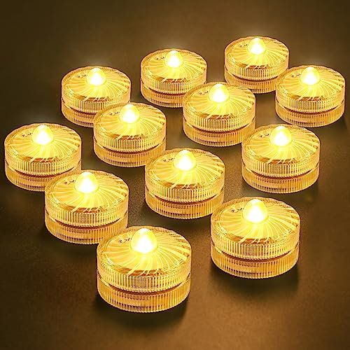 HL Velas LED sin llama, luces de té, mini luz subacuática, 100 horas de luces LED para estanque, luces decorativas para estanque, piscina, acuario, jarrón, bañera, spa, fiesta, festival