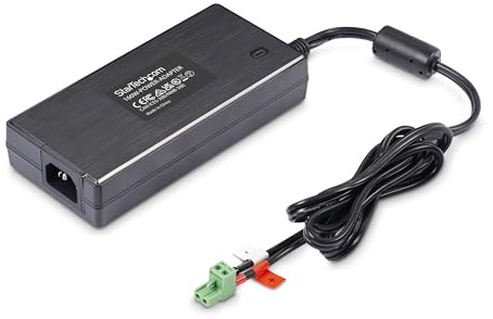 StarTech.com 160 W universell DC-adapter (24 V/6,6A) 1,2 m 2-trådskabel, 2/3-stifts terminalblock, 100–240 V AC DC extern strömförsörjning för industriella USB-hubbar, NA/UK/EU/ANZ (160
