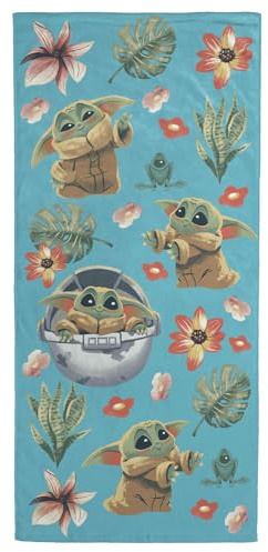 Jay Franco Star Wars The Mandalorian Towel with Baby Yoda Grogu For Bath, Beach, & Pool, 71cm x 147cm