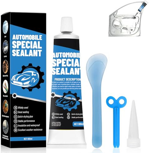 ALLONY Colle Pare Brise, Silicone Noir, Mastic Carrosserie, Colle pare Choc, Résistant à L'eau et aux Hautes Températures, Convient pour Sceller Portes, Pare-Brise et Carrosseries de Voiture-100ml (B)