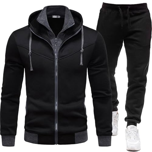Meaunzyl Tuta Uomo Invernale Felpata Completo Felpa Con Zip E Cappuccio Slim Fit Giacca Con Cappuccio E Pantaloni Tracksuit Completi Palestra Completa Due Pezzi Completo Sportivo Completo Running