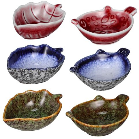 LALADEFIEE 6pezzi Ciotole Per Salse Ceramica Design Elegante Giapponese Stili e Per Snack e Dipping Sauce Per Eventi e Uso Quotidiano