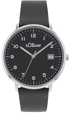 s.Oliver Armbanduhr Damen Quarzuhr Analog, mit Apfelleder Armband, Silber, 5 bar Wasserdicht, Kommt in Uhren Geschenk Box, 2038593