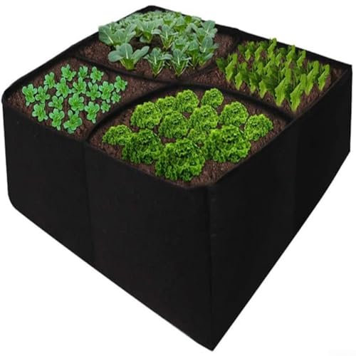 Oniissy Borsa per piantare piante in feltro in tessuto non tessuto, multi-griglia, rettangolare, contenitore per piante da giardino, 60 x 60 x 30 cm, 120 x 60 x 30 cm, nero, per verdure e fiori