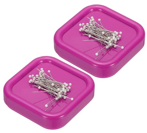 PATIKIL 2 PCS Porta Spilli Magnetica, Porta Spilli con Cuscino Magnetica Porta Graffette per Cucire Trapunte Graffette per Capelli, Rosa